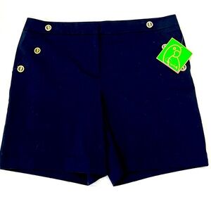 PAPPAGALLO sz 10 Navy shorts gold button detailing and two front pockets NWT